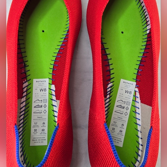Rothy's Ballet Flats Pointed Toe Bright Red Women's Size 8 - Picture 11 of 14